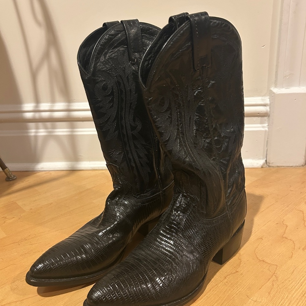 Dan Post Black Vintage Leather Cowboy Boots | Classic Western Cowgirl Boot | Sty